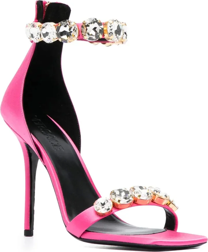 110mm Crystal-Embellished Satin Sandals - Image 2