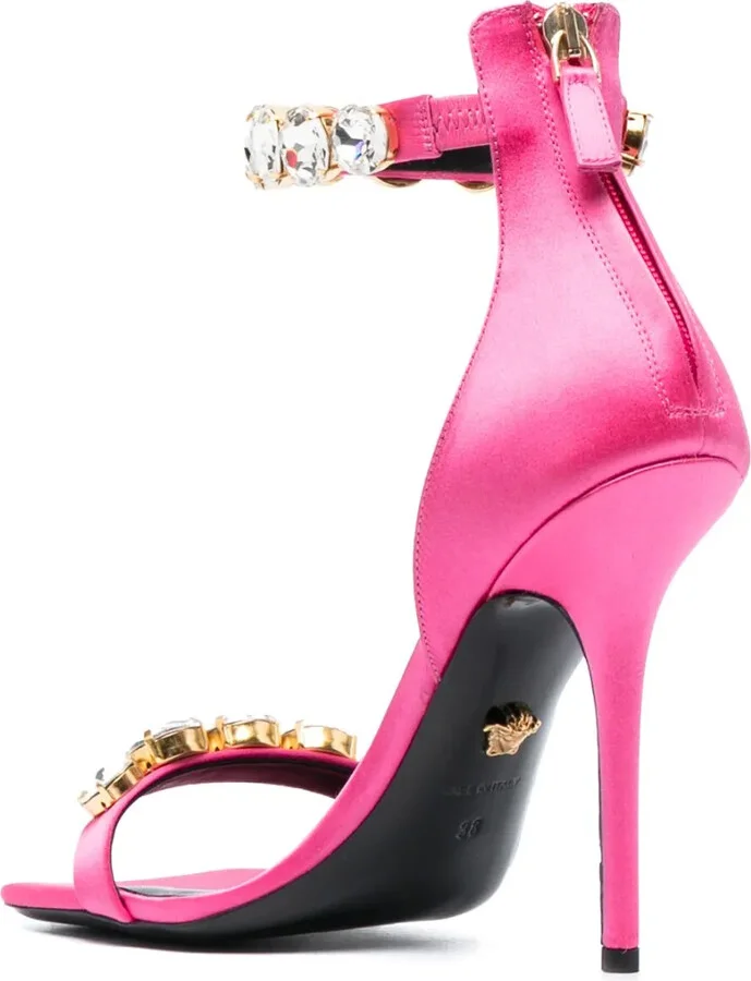 110mm Crystal-Embellished Satin Sandals - Image 3