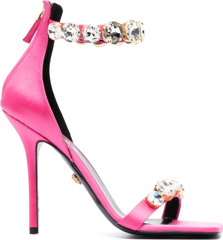 110mm Crystal-Embellished Satin Sandals