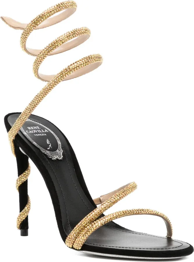 110mm Crystal-Embellished Spiral Sandals - Image 2