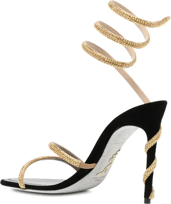 110mm Crystal-Embellished Spiral Sandals - Image 3
