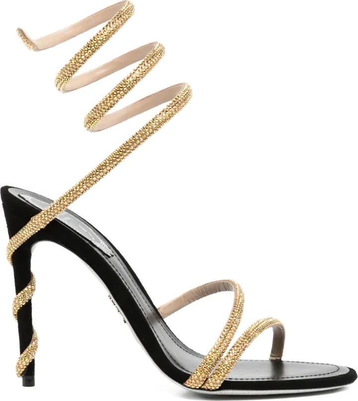 110mm Crystal-Embellished Spiral Sandals