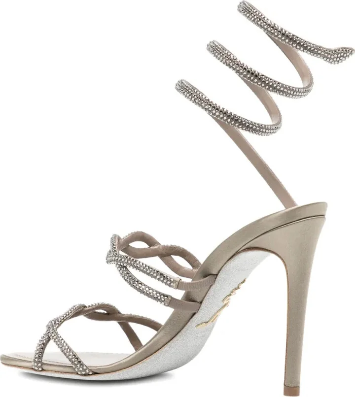 110mm Crystal-Embellished Spiral-Wrap Sandals - Image 3