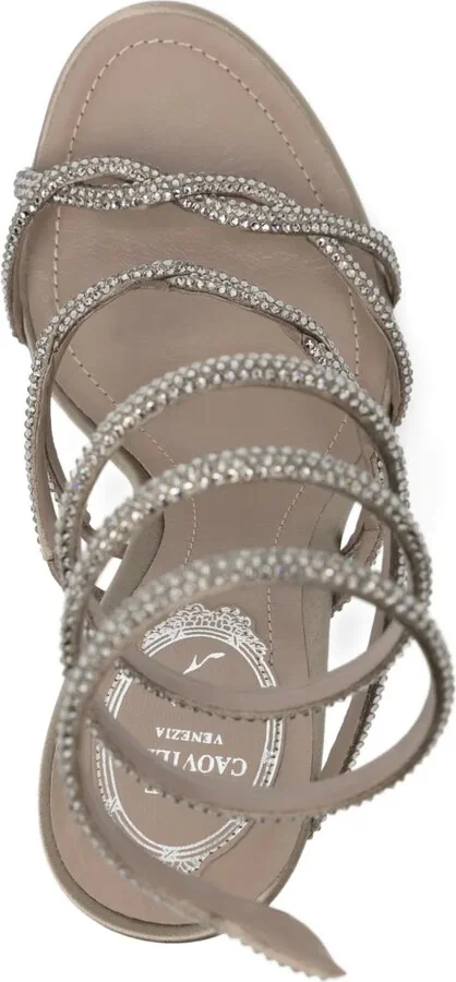 110mm Crystal-Embellished Spiral-Wrap Sandals - Image 4