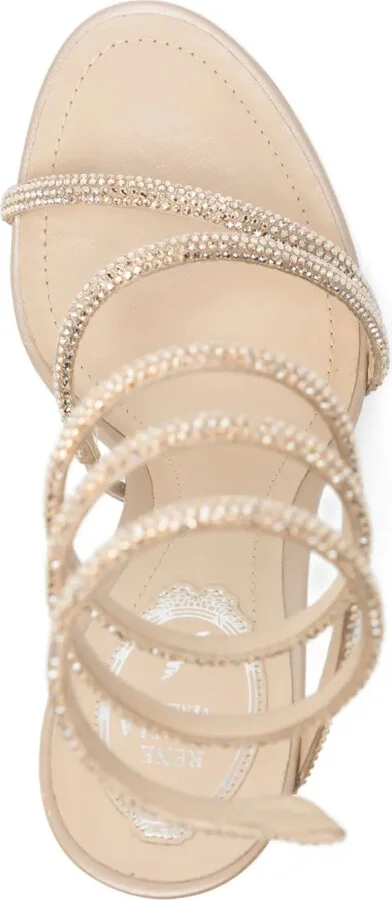 110mm Crystal-Embellished Spiral-Wrap Sandals - Image 4