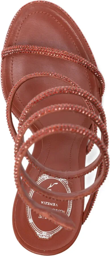 110mm Crystal-Embellished Spiral-Wrap Sandals - Image 4