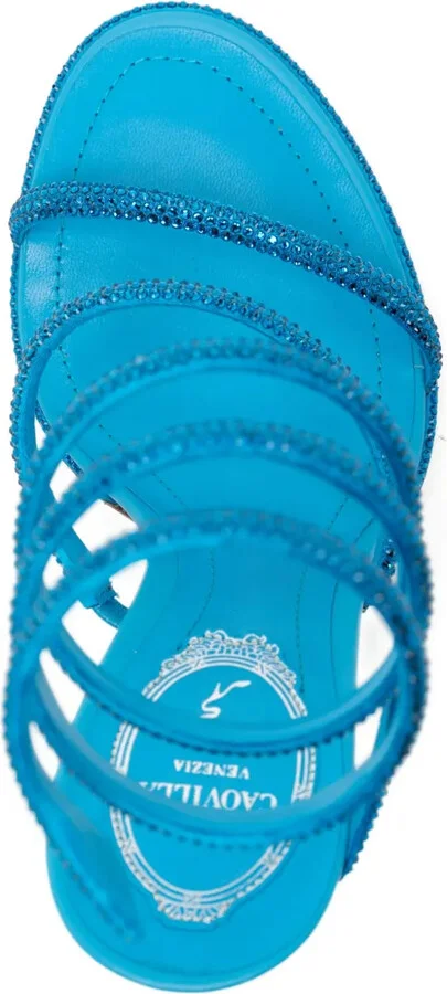 110mm Crystal-Embellished Spiral-Wrap Sandals - Image 4