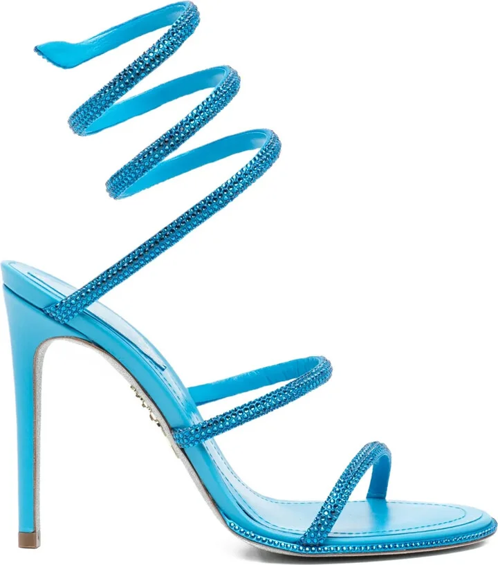 110mm Crystal-Embellished Spiral-Wrap Sandals