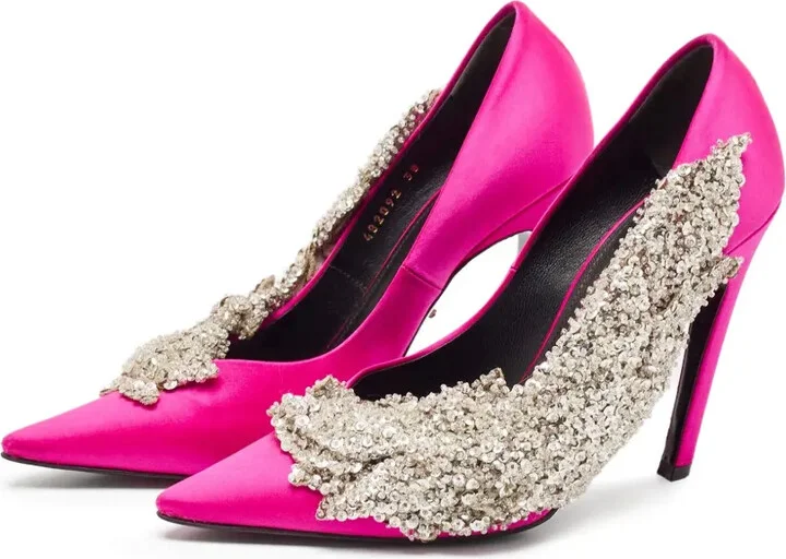 110mm Crystal-Embellishment Heeled Pumps - Image 2