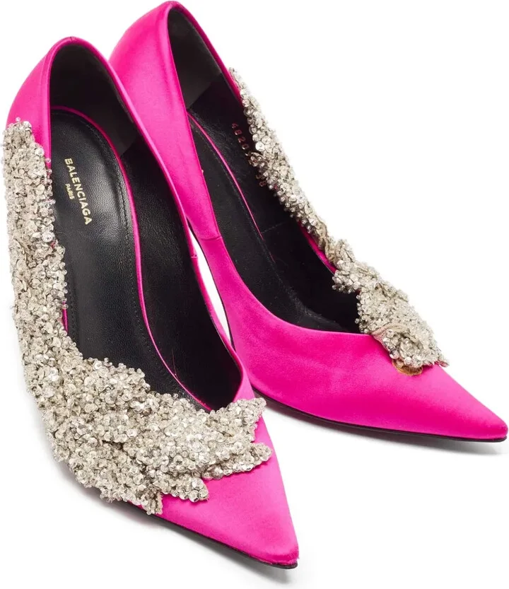 110mm Crystal-Embellishment Heeled Pumps - Image 3