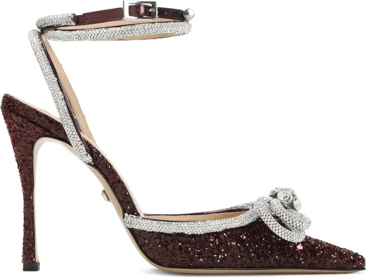 110mm Double Bow crystal-embellished pumps