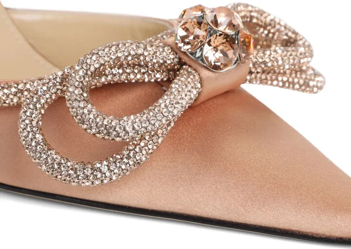 110mm Double Bow crystal-embellished satin pumps - Image 4