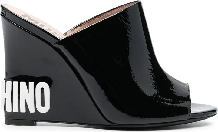110mm Embossed-Logo Wedge Sandals