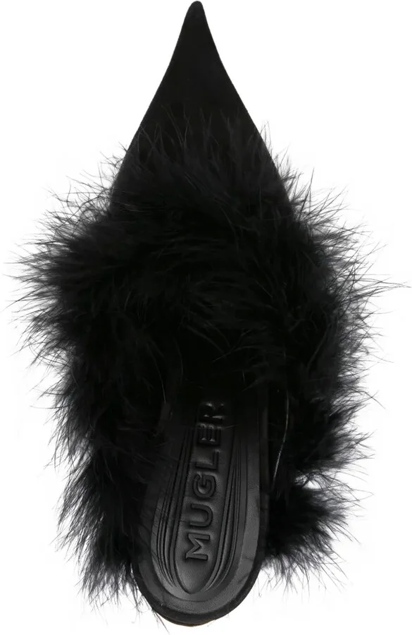 110mm Feather-Trim Pointed-Toe Mules - Image 4