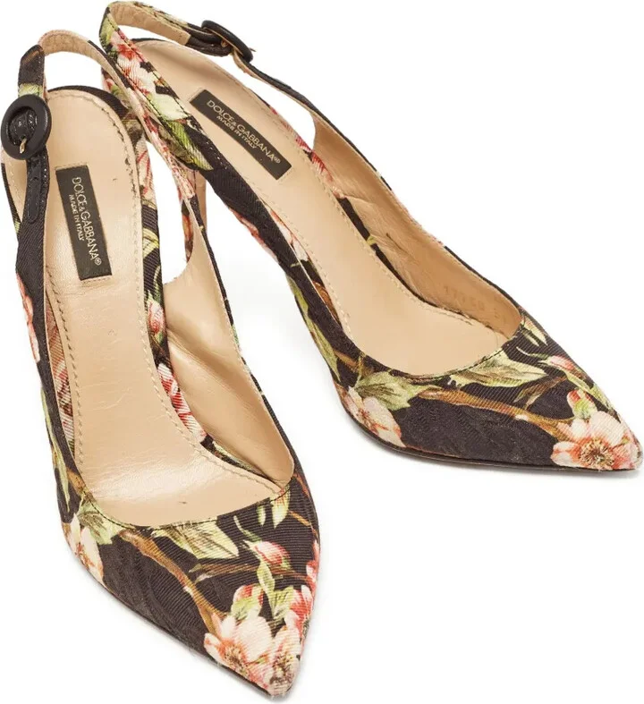 110mm Floral-Print Slingback Pumps - Image 5