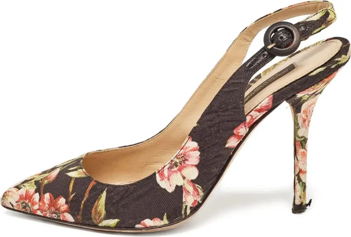 110mm Floral-Print Slingback Pumps