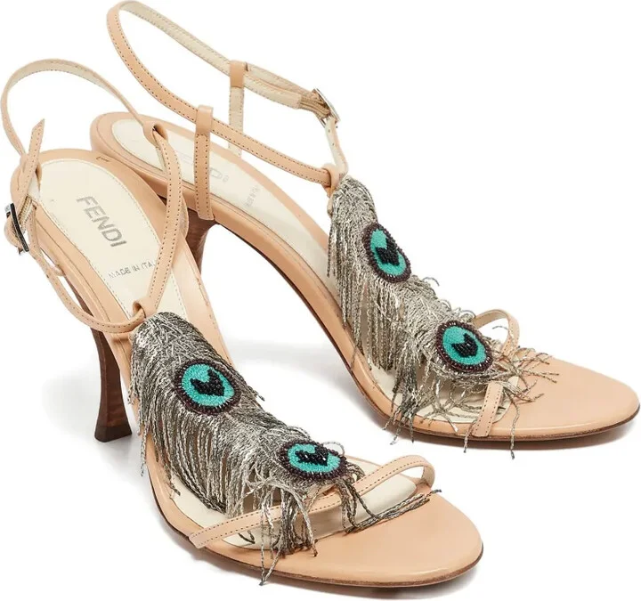 110mm Fringe-Embellishment Sandals - Image 2