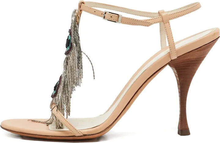 110mm Fringe-Embellishment Sandals