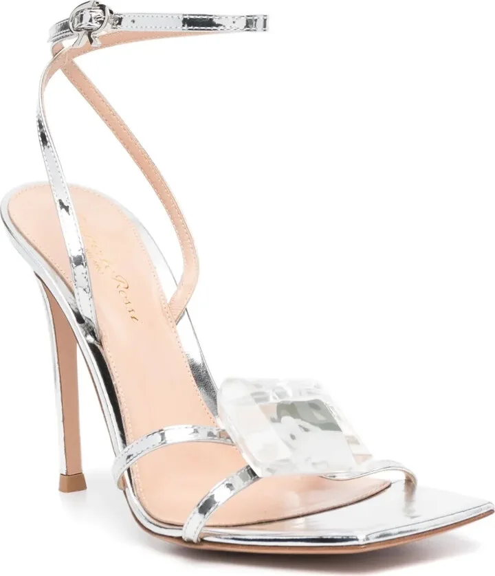 110mm Gemstone-Detail Leather Sandals - Image 2