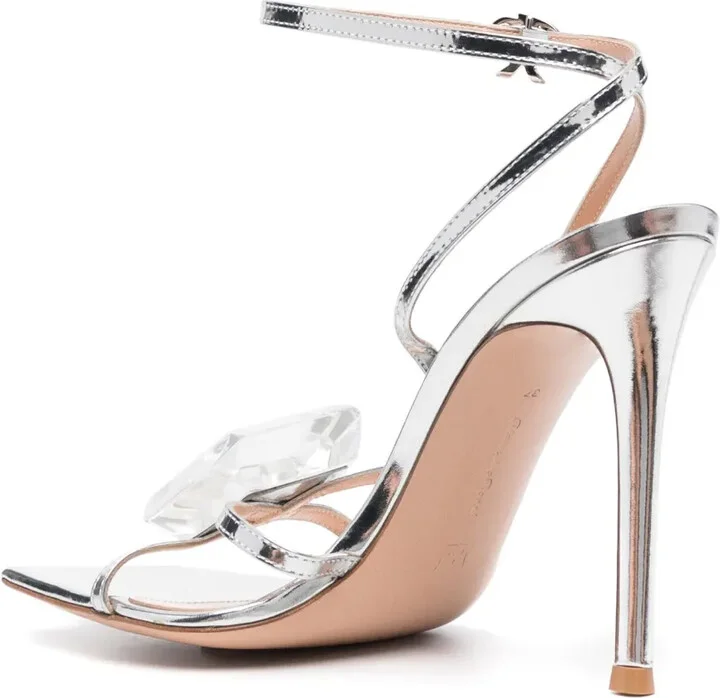 110mm Gemstone-Detail Leather Sandals - Image 3