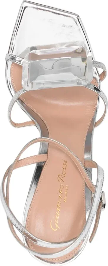 110mm Gemstone-Detail Leather Sandals - Image 4