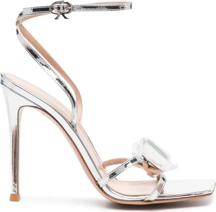 110mm Gemstone-Detail Leather Sandals