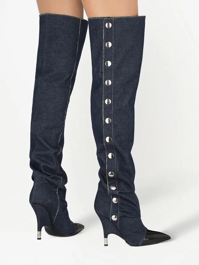 110mm Harper denim knee-length boots - Image 4
