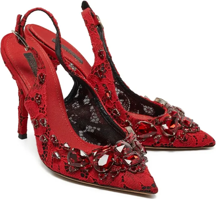 110mm Lace Slingback Pumps - Image 2