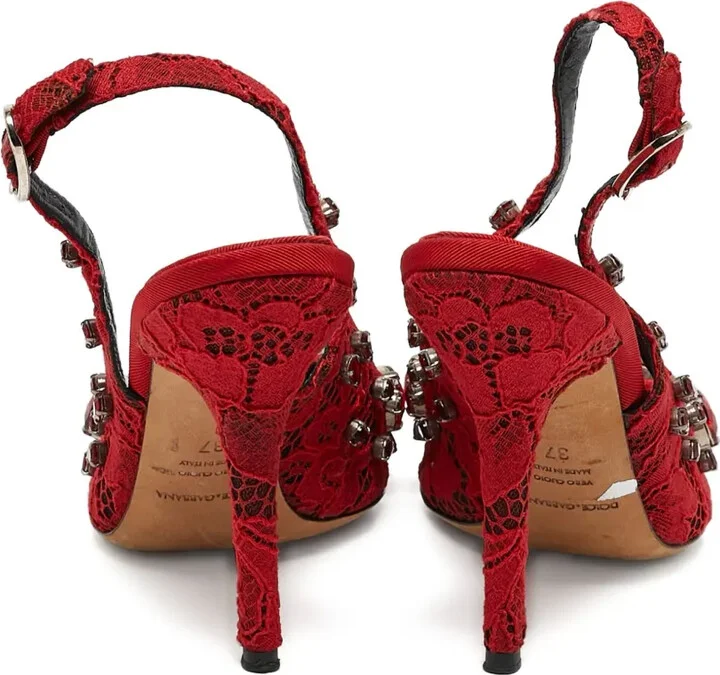 110mm Lace Slingback Pumps - Image 3
