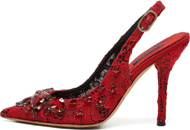 110mm Lace Slingback Pumps