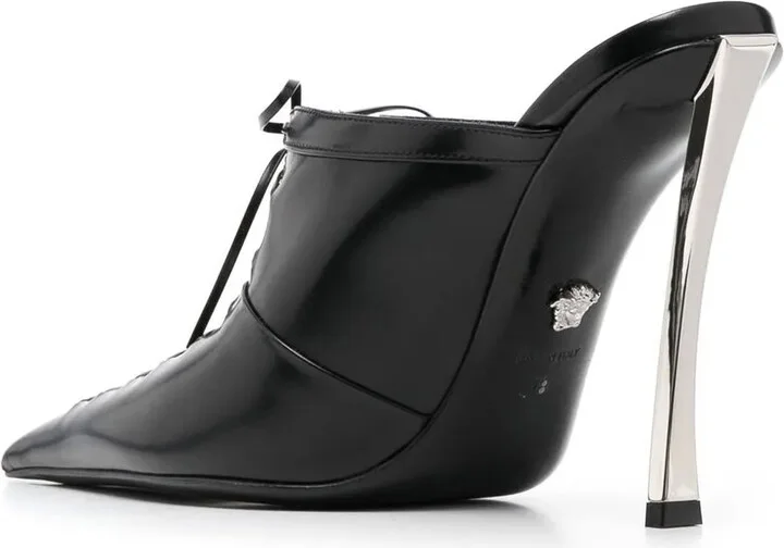 110mm Lace-Up Leather Mules - Image 3