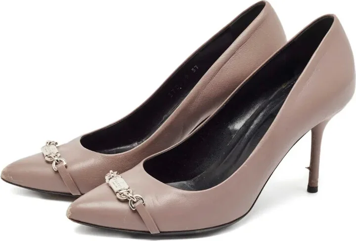 110mm Leather Chain-Detail Pumps - Image 2