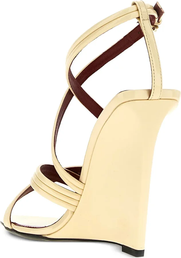 110mm Leather Cross-Strap Wedge Sandals - Image 3