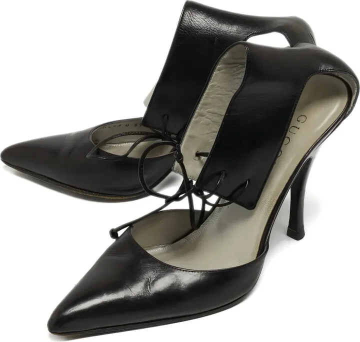 110mm Leather Heeled Pumps - Image 2