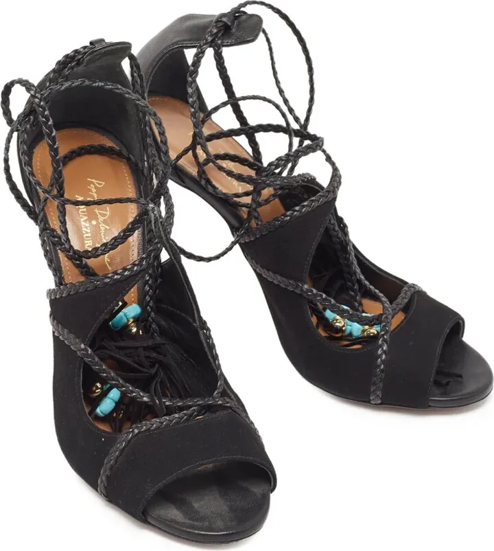 110mm Leather Heeled Sandals - Image 3