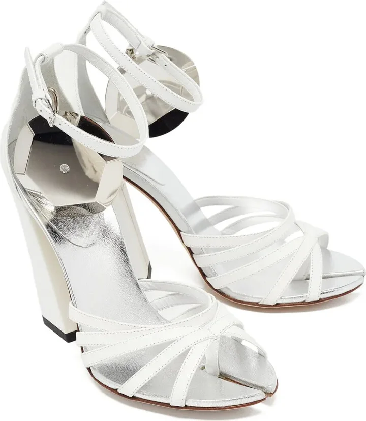 110mm Leather Heeled Sandals - Image 2