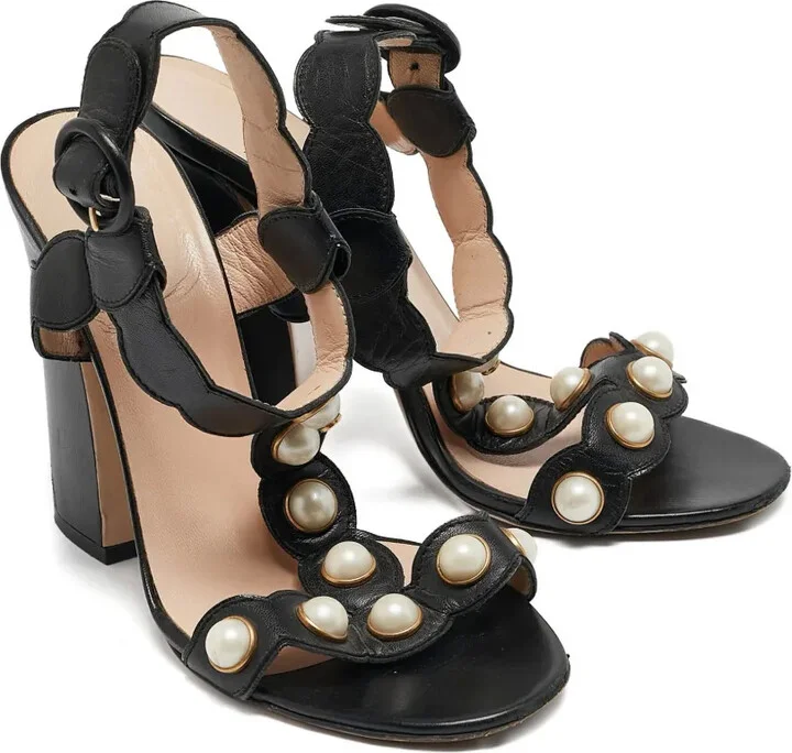 110mm Leather Heeled Sandals - Image 2
