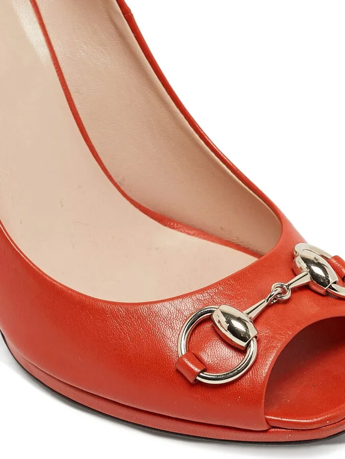 110mm Leather Peep-Toe Pumps - Image 5