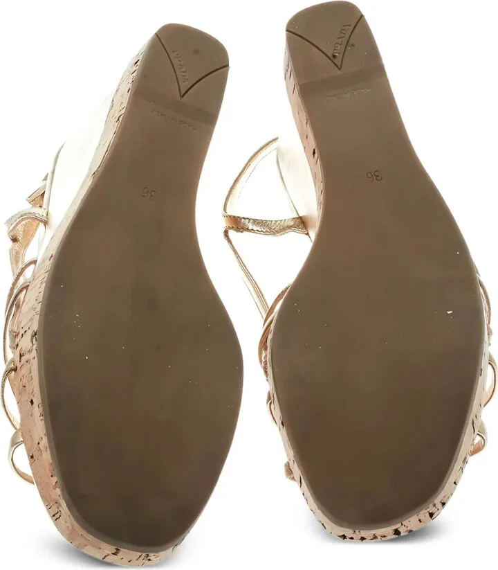110mm Leather Wedge Sandals - Image 4