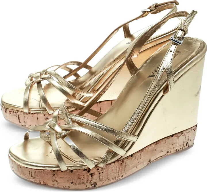 110mm Leather Wedge Sandals - Image 5