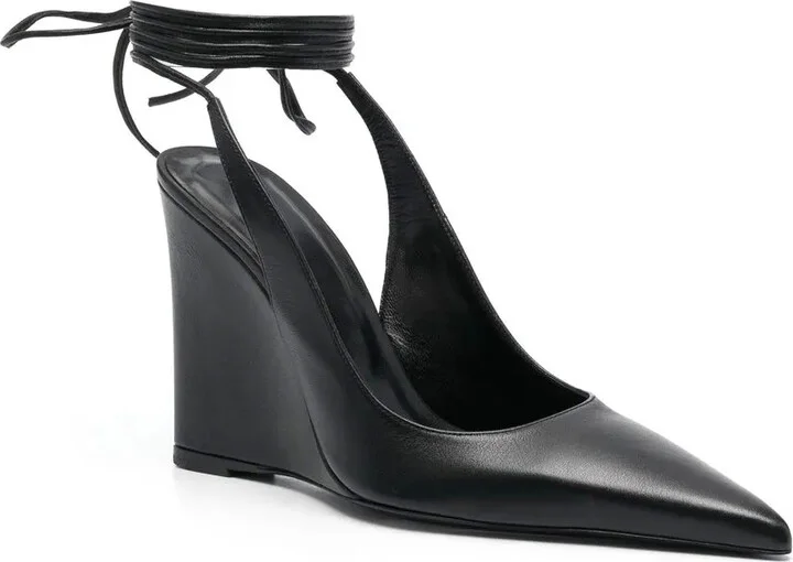 110mm Leather Wedge Sandals - Image 2