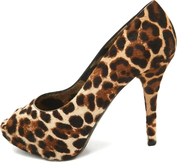 110mm Leopard-Print Peep-Toe Pumps
