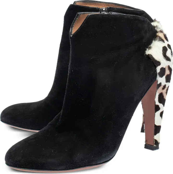 110mm Leopard-Print Suede Booties - Image 2