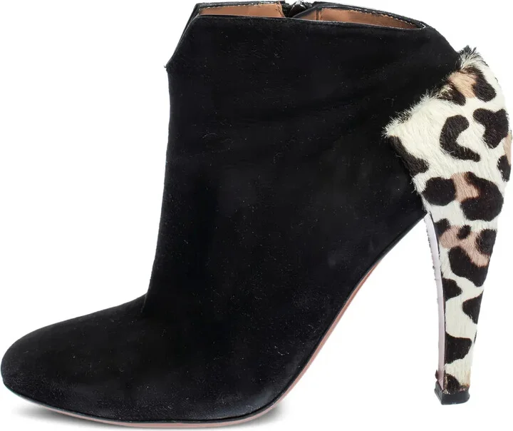 110mm Leopard-Print Suede Booties