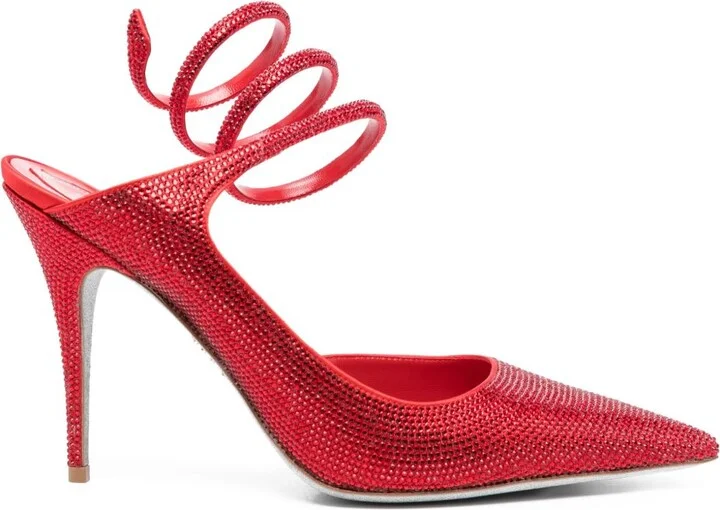 110mm Margot Crystal-Embellished Spiral-Strap Pumps