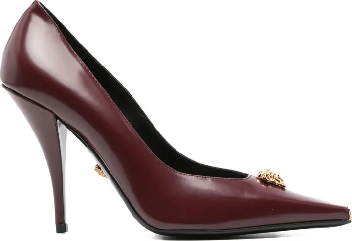 110mm Medusa-Embellished Pointed-Toe Pumps