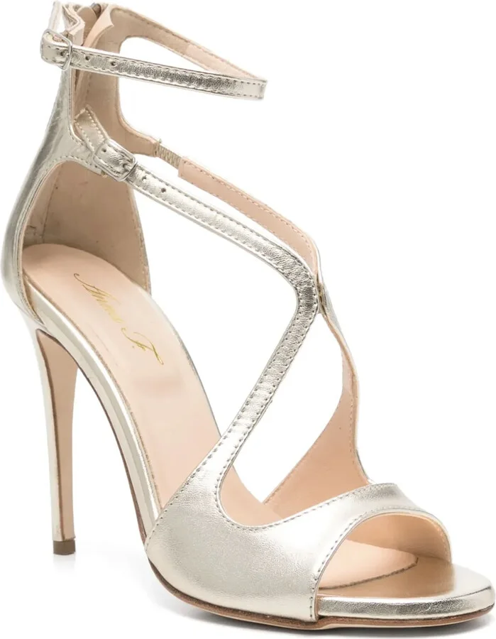 110mm Metallic-Finish Leather Sandals - Image 2