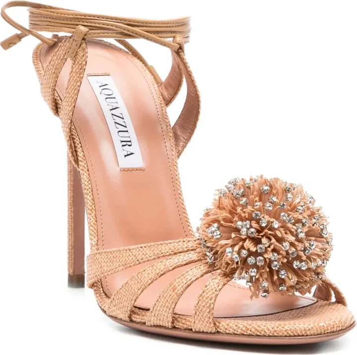 110mm Movida crystal-embellished pom-pom sandals - Image 2