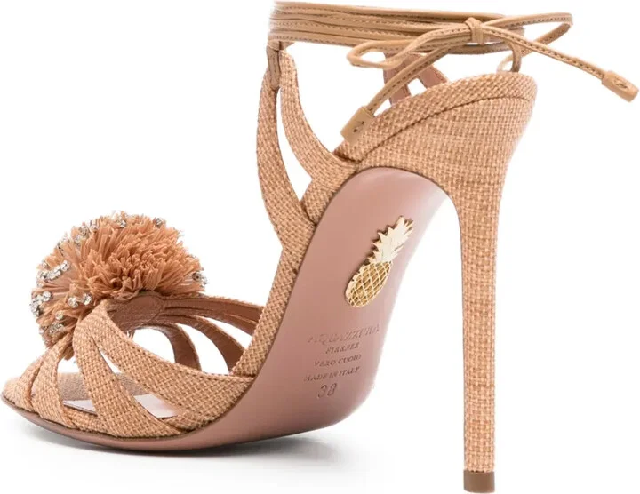 110mm Movida crystal-embellished pom-pom sandals - Image 3