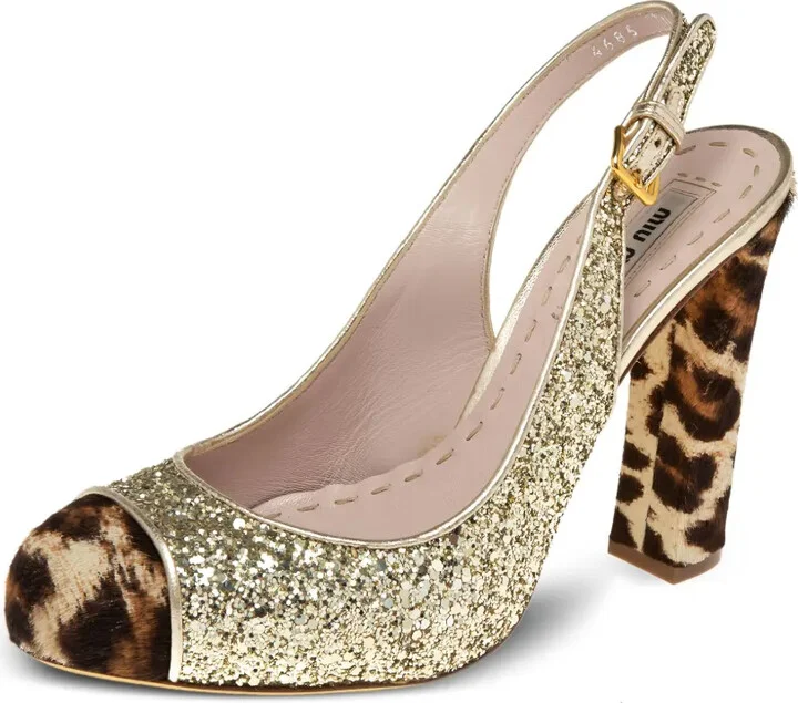 110mm Panelled Slingback Pumps - Image 2